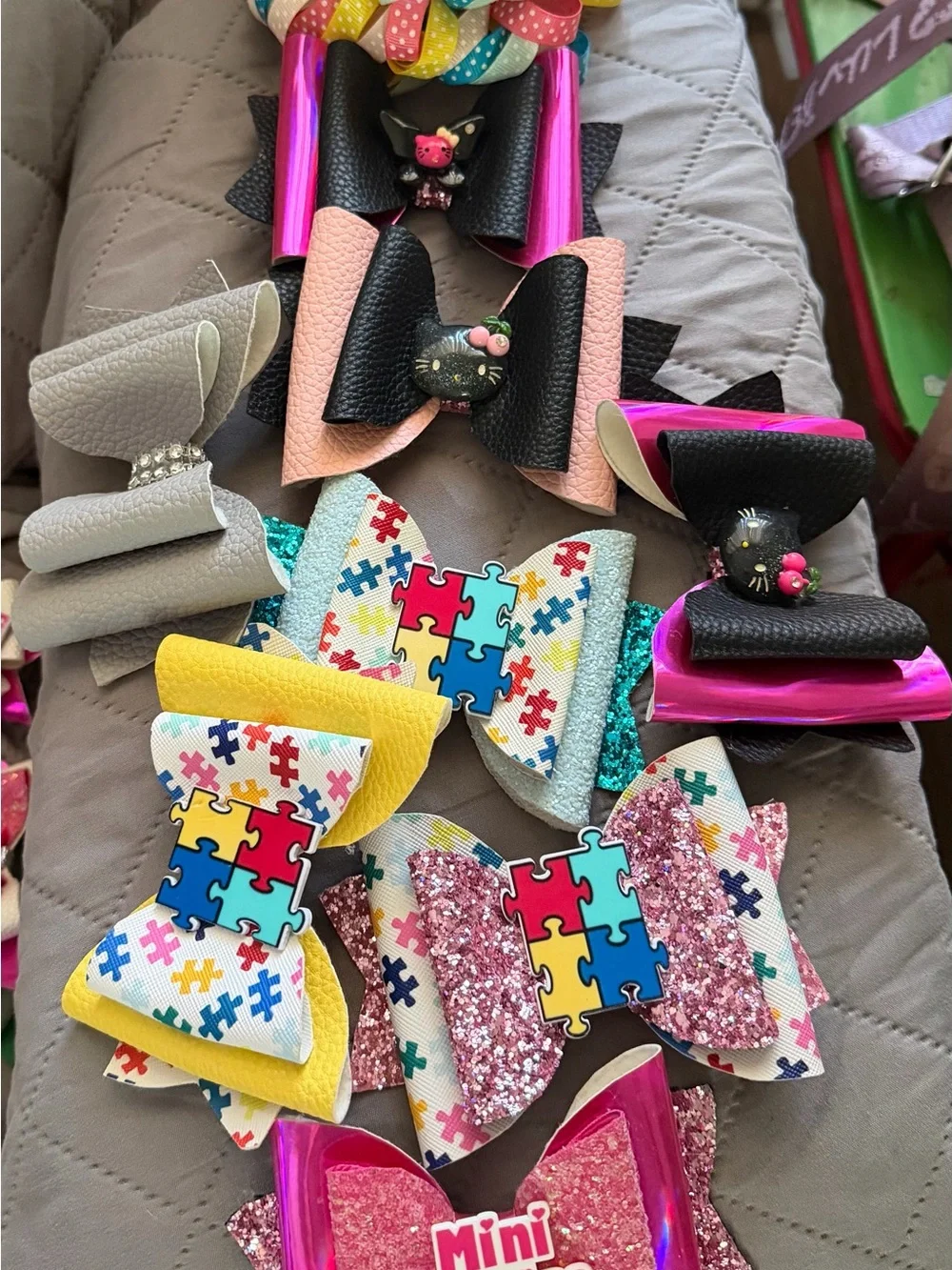 Assorted Kids Hair Bows Pack — Pink, Mint, Yellow, Black, White